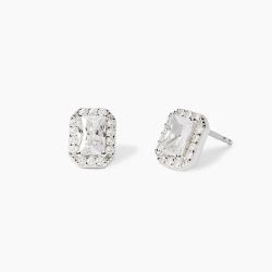 Pendientes MABINA de plata octogonales circonitas. 563849