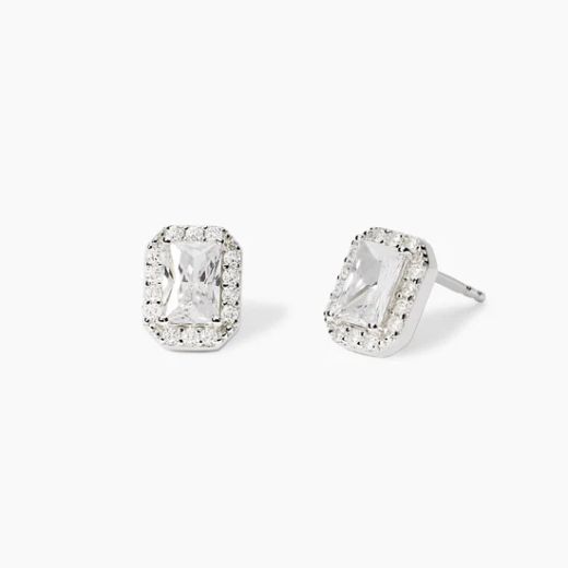 Pendientes MABINA de plata octogonales circonitas. 563849