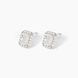 Pendientes MABINA de plata octogonales circonitas. 563849