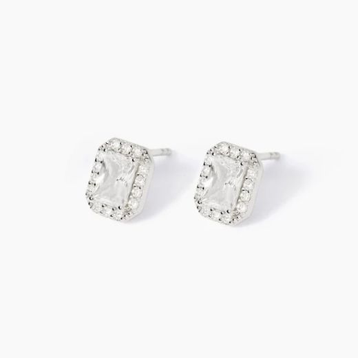 Pendientes MABINA de plata octogonales circonitas. 563849