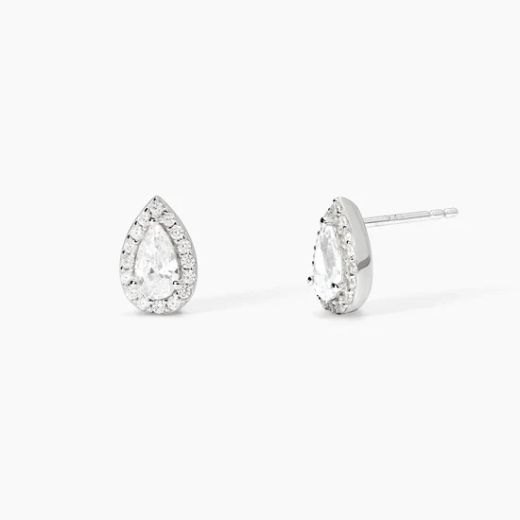 Pendientes MABINA de plata y circonitas en forma de gota. 563736