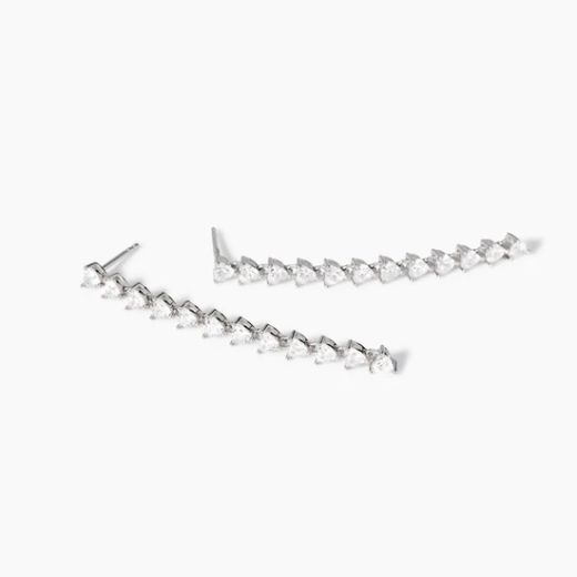 Pendientes MABINA largos y circonita forma de corazón.563818