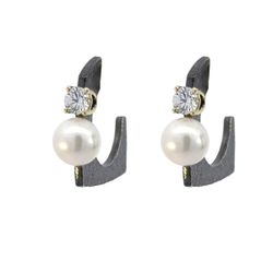 Pendientes MIQUEL SARDÀ de plata, oro, perla y diamante. 25140