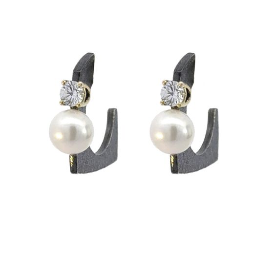 Pendientes MIQUEL SARDÀ de plata, oro, perla y diamante. 25140