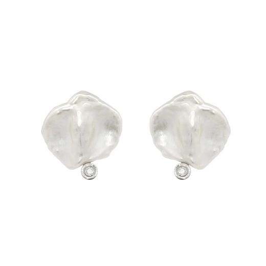 Pendientes MIQUEL SARDÀ de plata, perla y diamante lab. 26263