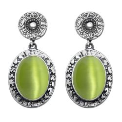 Pendientes Mujer Sei de plata 925 y piedra verde. WE281X