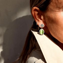 Pendientes Mujer Sei de plata 925 y piedra verde. WE281X