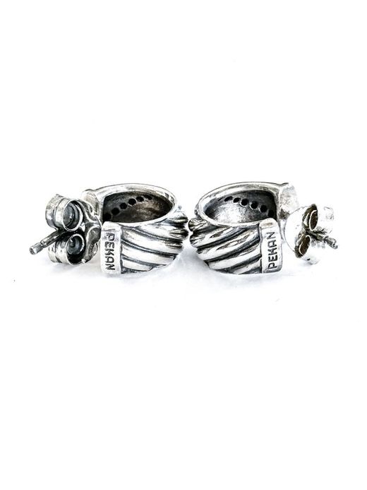 Pendientes PEKAN plata, oro y circonitas negras. MARO2300