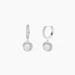 Pendientes PLATA aro con colgante de circonita RENACIMIENTO. 563788