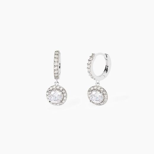 Pendientes PLATA aro con colgante de circonita RENACIMIENTO. 563788