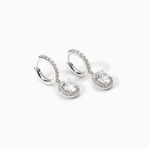 Pendientes PLATA aro con colgante de circonita RENACIMIENTO. 563788