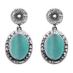Pendientes PLATADEPALO Mujer Meikai de plata 925 y piedra azul turquesa. WE280X