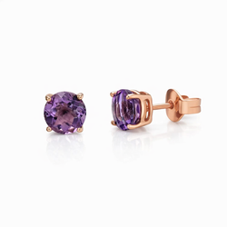 Pendientes  SATERRA oro rosa con amatista.
