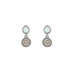 Pendientes SUNFIELD de plata de 2,4 cm por 1 cm, calcedonia y circonitas. PE061472