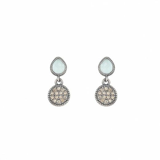 Pendientes SUNFIELD de plata de 2,4 cm por 1 cm, calcedonia y circonitas. PE061472