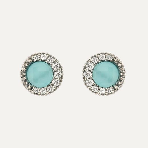 Pendientes SUNFIELD Zinnia mini azul aguamarina. PE064790/49