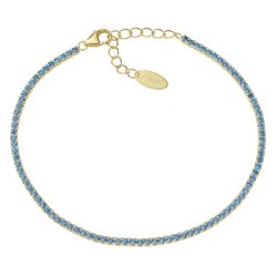 Pulsera AMEN dorada Tennis Mania circonitas aguamarinas. BT1GAC17
