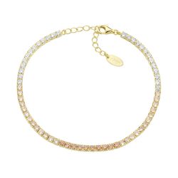 Pulsera AMEN tenis dorada 2,5 mm tonos naranjas.  BT25DEGGA17