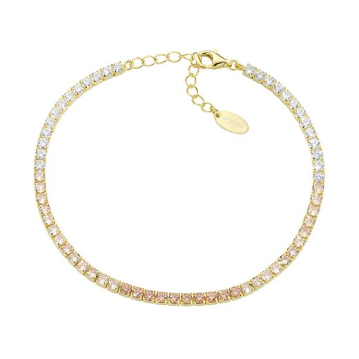 Pulsera AMEN tenis dorada 2,5 mm tonos naranjas. BT25DEGGA17