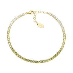 Pulsera AMEN tenis dorada 2,5 mm tonos verde oliva.  BT25DEGOL17