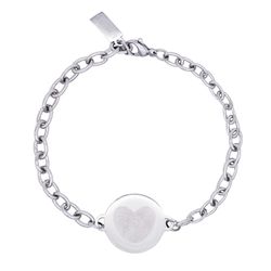 Pulsera Emotion Chapa Circular Corazón Acero Baño Rodio EMACBRTOB3