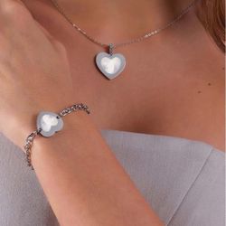 Pulsera Emotion Corazón Acero Baño Rodio EMACBRCUB3