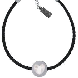 Pulsera Emotion Cuero trenzado negro y Chapa Acero EMACBRPETOB19