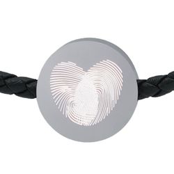 Pulsera Emotion Cuero trenzado negro y Chapa Acero EMACBRPETOB19
