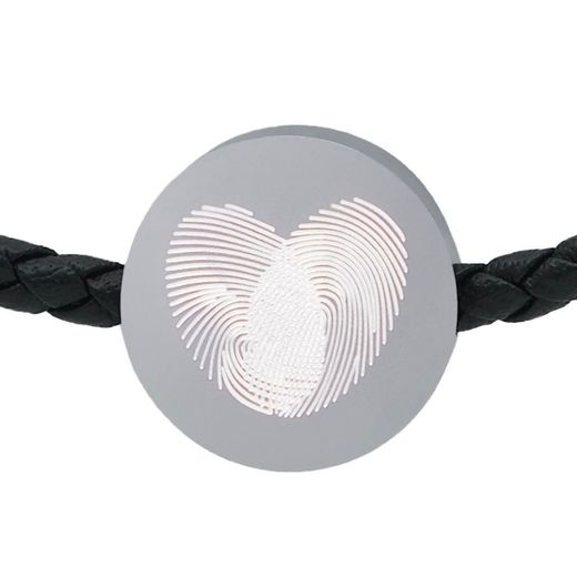 Pulsera Emotion Cuero trenzado negro y Chapa Acero EMACBRPETOB19