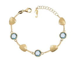 Pulsera IPPOCAMPO plata bañada esferas ovaladas,cristal azul. IPCR115