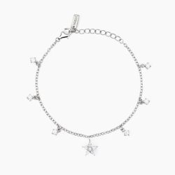 Pulsera MABINA de plata colgante de flor y circonita. 533951