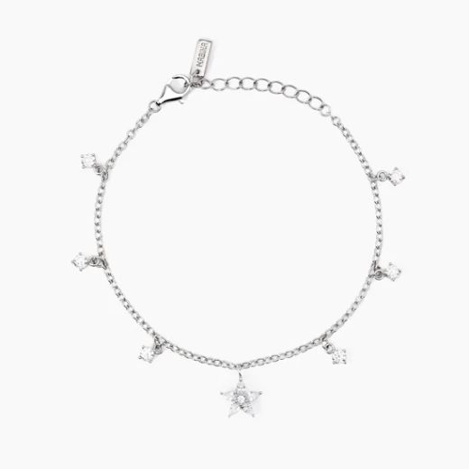 Pulsera MABINA de plata colgante de flor y circonita. 533951