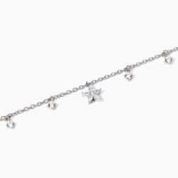 Pulsera MABINA de plata colgante de flor y circonita. 533951
