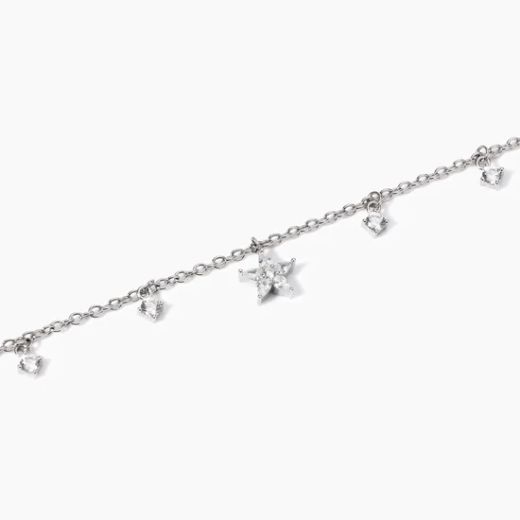 Pulsera MABINA de plata colgante de flor y circonita. 533951