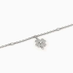 Pulsera MABINA de plata con trébol y circonita. BUENA SUERTE. 533890