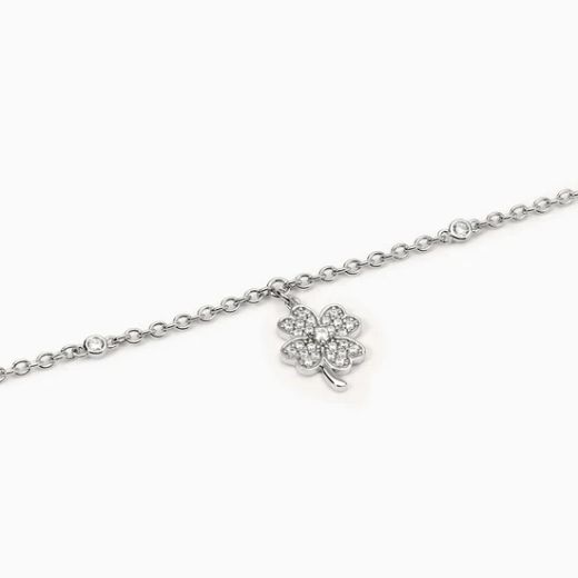 Pulsera MABINA de plata con trébol y circonita. BUENA SUERTE. 533890