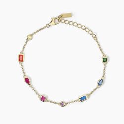 Pulsera MABINA plata chapada y circonitas multicolores ARCOÍRIS. 533746