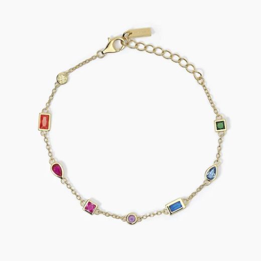 Pulsera MABINA plata chapada y circonitas multicolores ARCOÍRIS. 533746