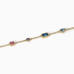 Pulsera MABINA plata chapada y circonitas multicolores ARCOÍRIS. 533746