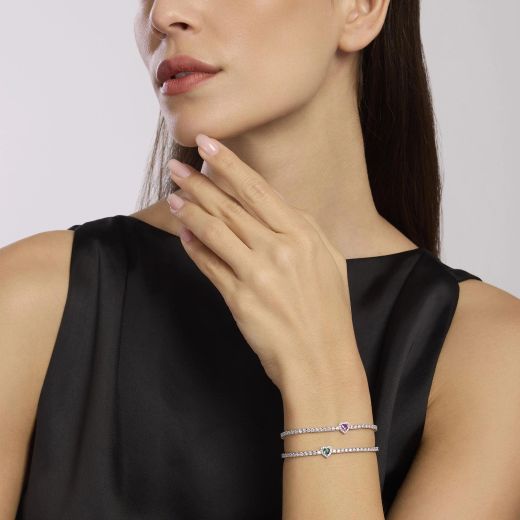 Pulsera MABINA tenis plata turmalina sintética y circonita. AMORÍO. 533838-18
