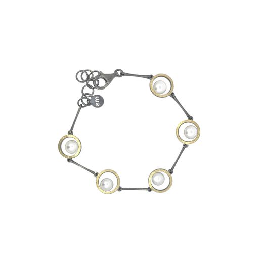 Pulsera MIQUEL SARDÀ de plata, oro y perla. 25306
