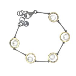 Pulsera MIQUEL SARDÀ de plata, oro y perla. 25306