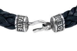 Pulsera PLATADDEPALO Hombre Utsuroi de cuero negro trenzado MB240X T/20