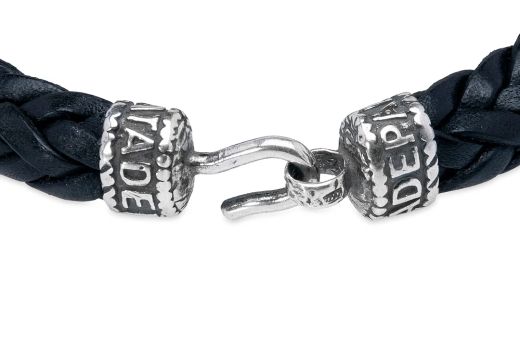 Pulsera PLATADDEPALO Hombre Utsuroi de cuero negro trenzado MB240X T/20