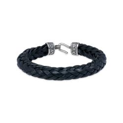Pulsera PLATADDEPALO Hombre Utsuroi de cuero negro trenzado MB240X T/20