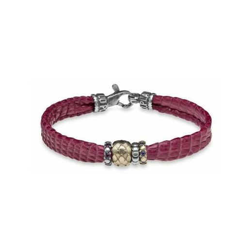 Pulsera PLATADEPALO cuero rojo. ADB2C