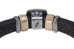 Pulsera PLATADEPALO de cuero con calcedonia Caelum. WB447X T/18