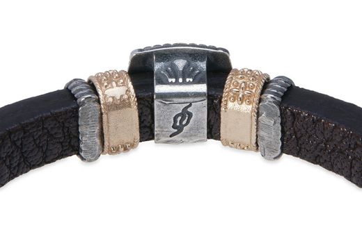 Pulsera PLATADEPALO de cuero con calcedonia Caelum. WB447X T/18