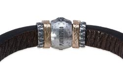 Pulsera PLATADEPALO de cuero con pieza Plata 925 y circonitas Liora. WB452X T/18
