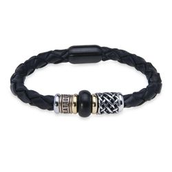 Pulsera PLATADEPALO de cuero con resina negra. MB222X T/21